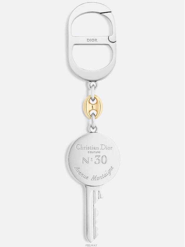 Cannage Finish Brass Keyring Silver - DIOR - BALAAN 4