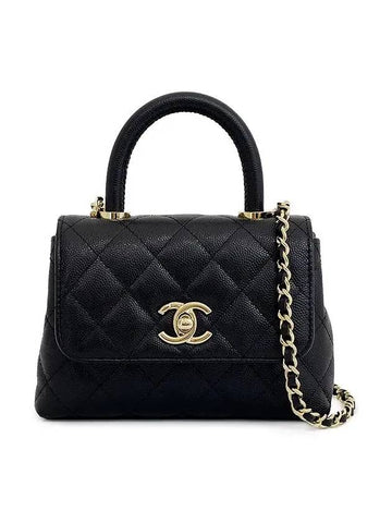 Coco Handle Micro Black Gold Caviar 4ET1399 - CHANEL - BALAAN 1