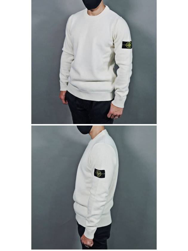 Wappen Patch Crew Neck Wool Knit Top White - STONE ISLAND - BALAAN 6