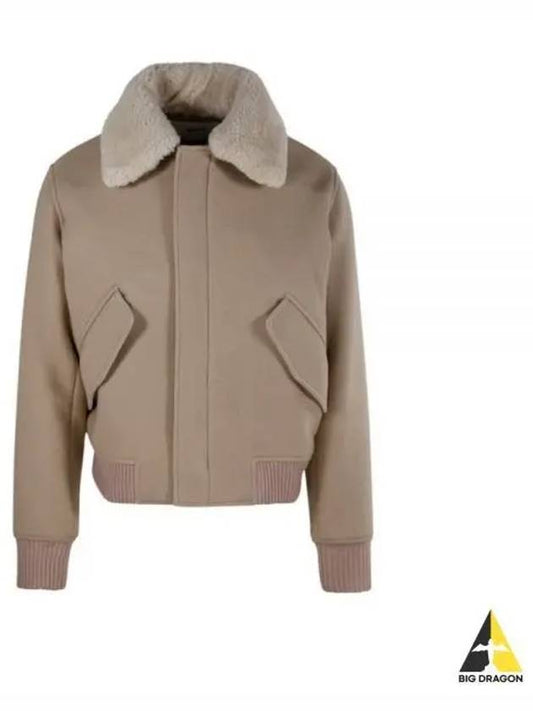 Shearling Collar Jacket Champagne - AMI - BALAAN 2