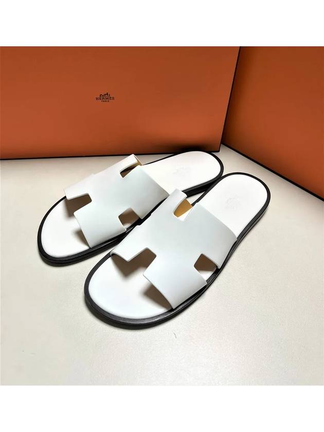 Izmir Leather Slippers Blanc - HERMES - BALAAN 2