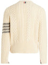 4-Bar Aran Cable Pullover Knit Top White - THOM BROWNE - BALAAN 4