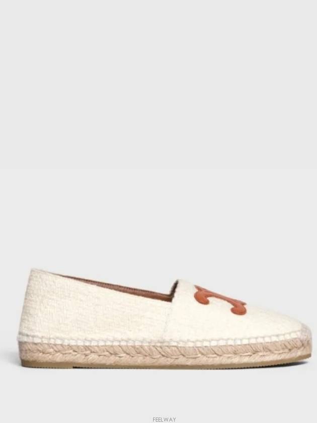 Women's Triomphe Logo Patch Flat Espadrilles Cream - CELINE - BALAAN 3