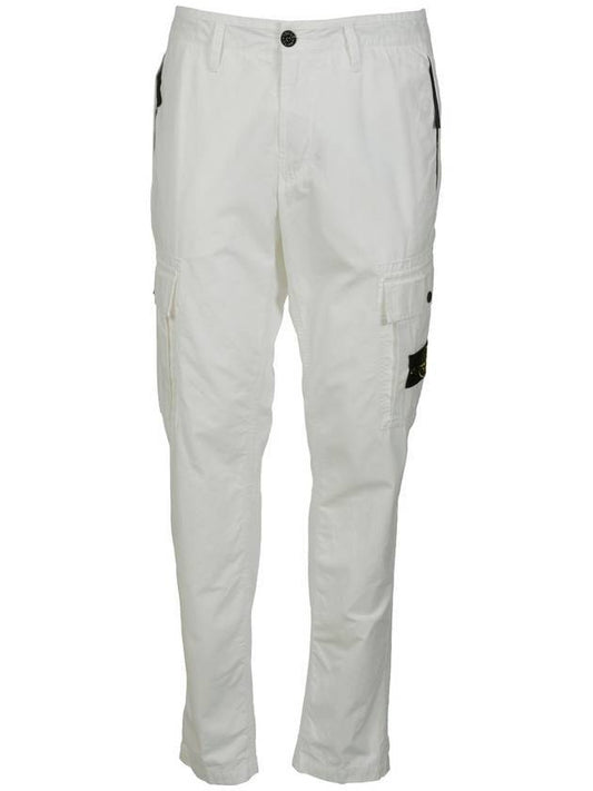 Men's Wappen Patch Slim Cargo Straight Pants White - STONE ISLAND - BALAAN 1