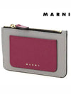 Saffiano Two-Tone Zipper Card Wallet Grey Purple - MARNI - BALAAN 3