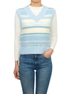 Striped Soft Wool Gilet Vest Light Blue - GANNI - BALAAN 5