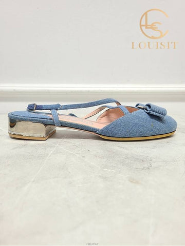 Used luxury goods Lewis It 6 Ferragamo Vara Pelma denim women s sandals - SALVATORE FERRAGAMO - BALAAN 1