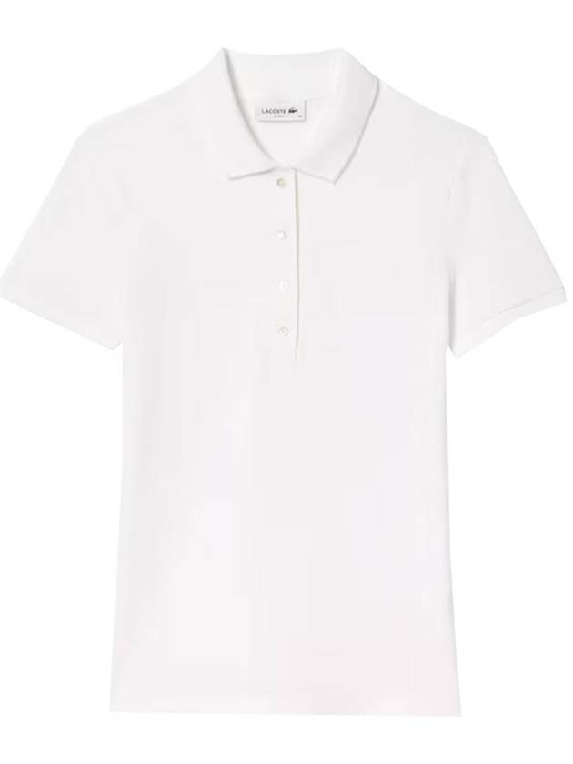 Women's Logo Stretch Cotton Short Sleeve Polo Shirt White - LACOSTE - BALAAN 2