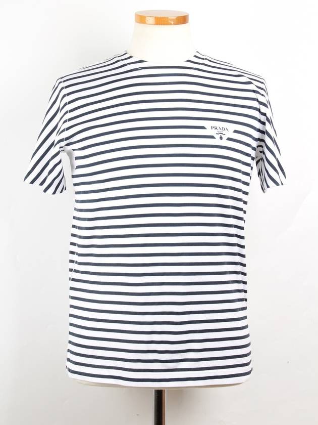 Striped interlock triangle logo short sleeve t shirt XS - PRADA - BALAAN 1