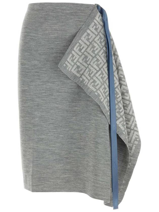 Skirt Grey Wool Skirt - FENDI - BALAAN 2