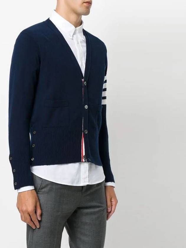 Men's Diagonal Classic Cashmere Cardigan Navy - THOM BROWNE - BALAAN 5