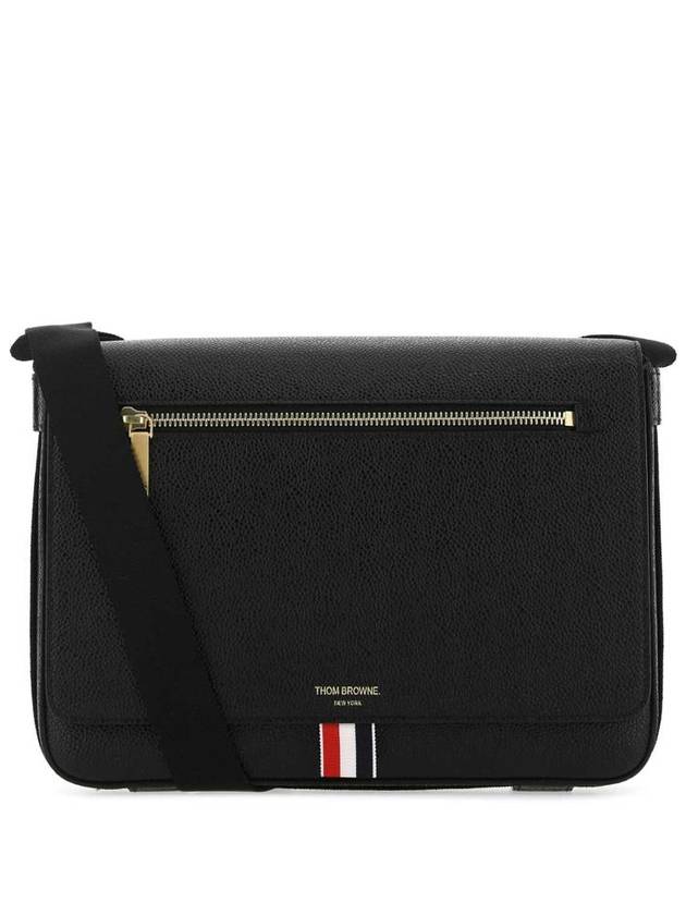 Tonal Strap Leather Reporter Cross Bag Black - THOM BROWNE - BALAAN 2