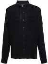 Linen Pocket Long Sleeve Shirt Black - CP COMPANY - BALAAN 2