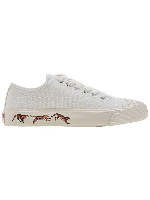 Lace Up Canvas Low Top Sneakers White - KENZO - BALAAN 3