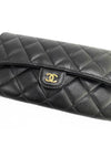 Classic Grained Calfskin Gold Flap Wallet Black - CHANEL - BALAAN 4