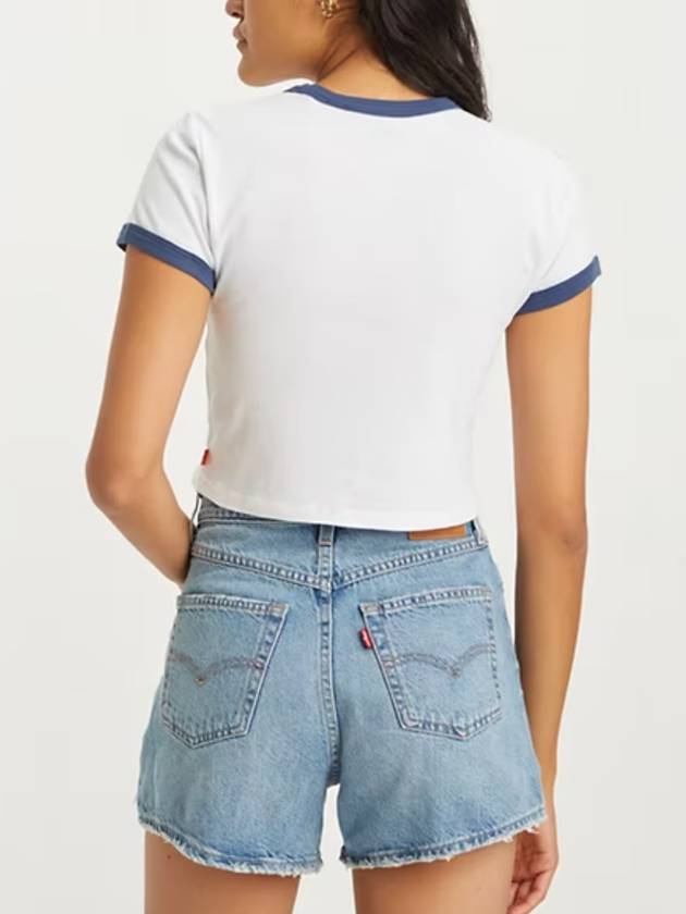 Women's Graphic Ringer Mini Crop Short Sleeve T-Shirt White - LEVI'S - BALAAN 3