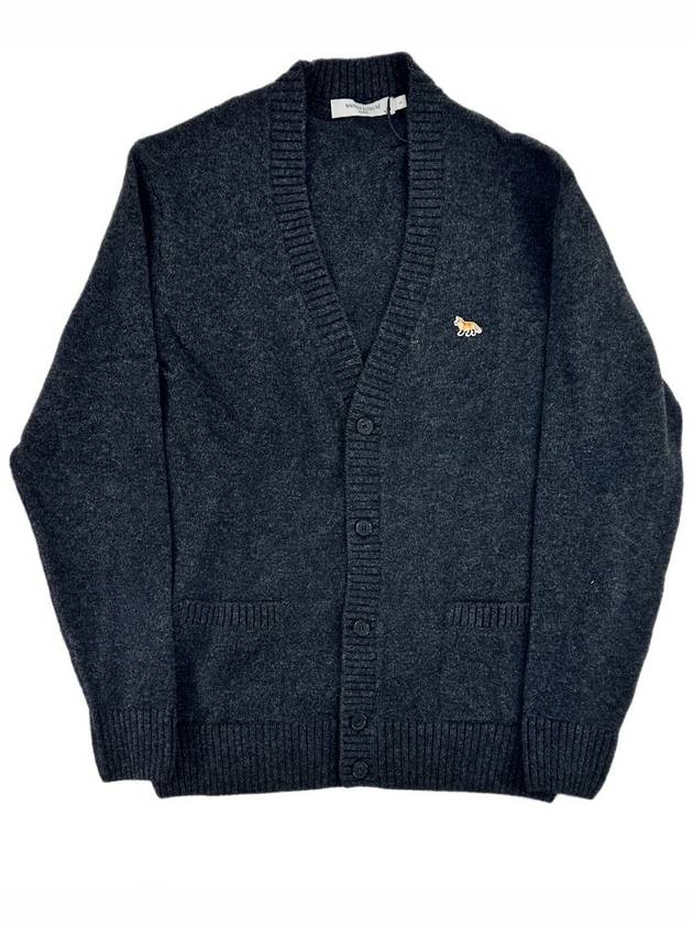 Baby Fox Patch Cosy Cardigan Dark Grey - MAISON KITSUNE - BALAAN 2