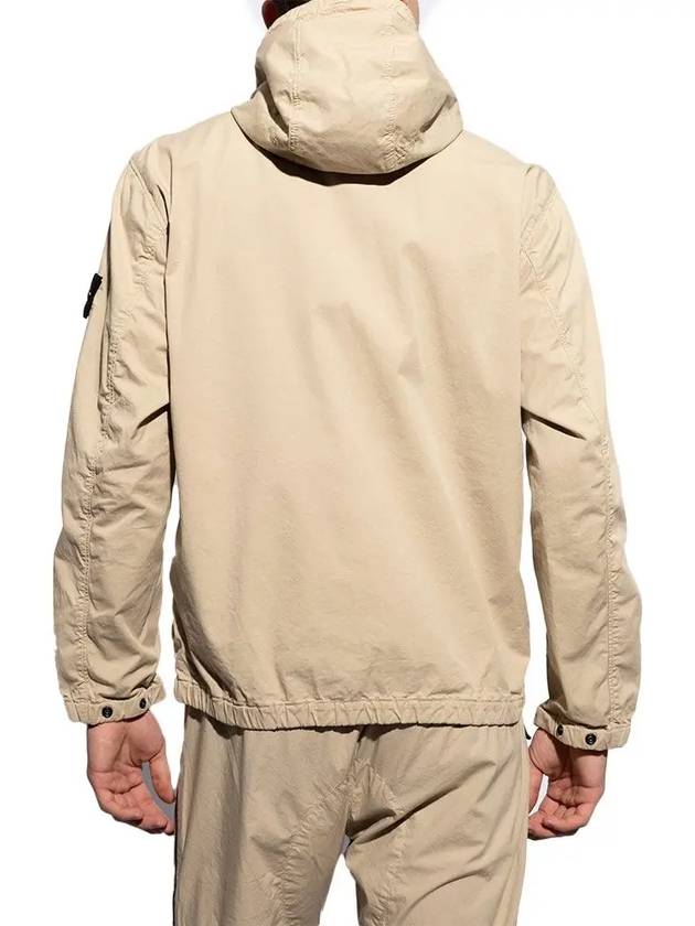 Cotton Twill Stretch Hooded Jacket Beige - STONE ISLAND - BALAAN 4