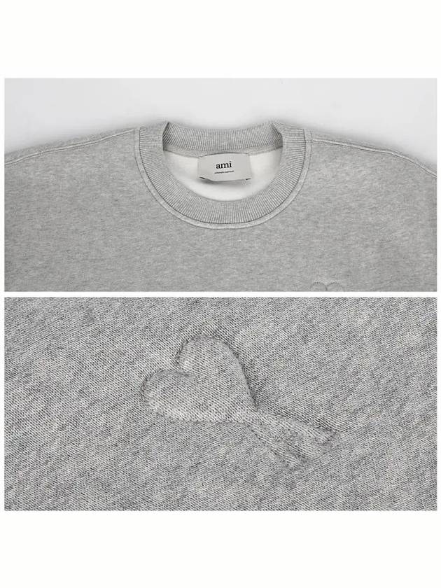 Logo Detail Crew Neck Cotton Sweatshirt Heather Ash Grey - AMI - BALAAN 6