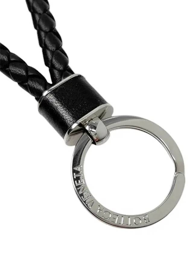 Intrecciato Leather Key Holder  Black - BOTTEGA VENETA - BALAAN 3