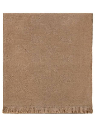 Fringe Edge Logo Cashmere Wool Muffler Camel - MAX MARA - BALAAN 1