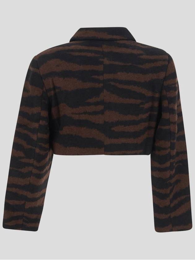 Brown Cropped Jacket With Zebra Motif In Wool Woman - GANNI - BALAAN 2