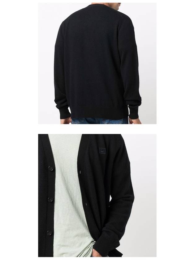 Keve Face Wool V-neck Cardigan Black - ACNE STUDIOS - BALAAN 7