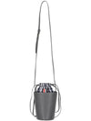 Women’s Gingham Pebble Grain Mini Bucket Bag Dark Grey - THOM BROWNE - BALAAN 4