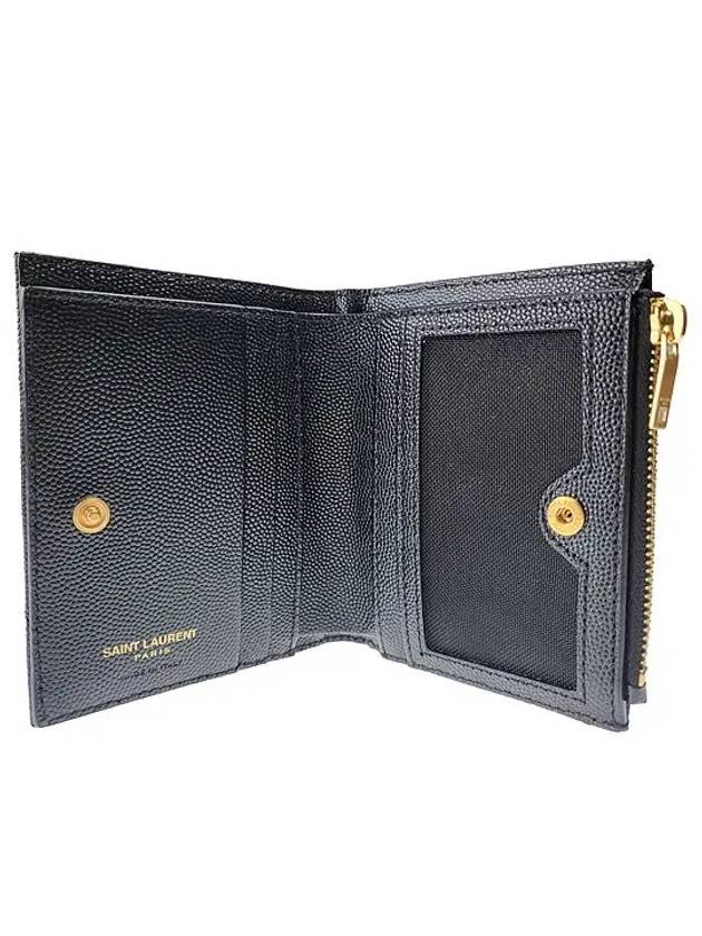 Cassandre Matelasse Grain De Poudre Embossed Leather Half Wallet Black - SAINT LAURENT - BALAAN 6