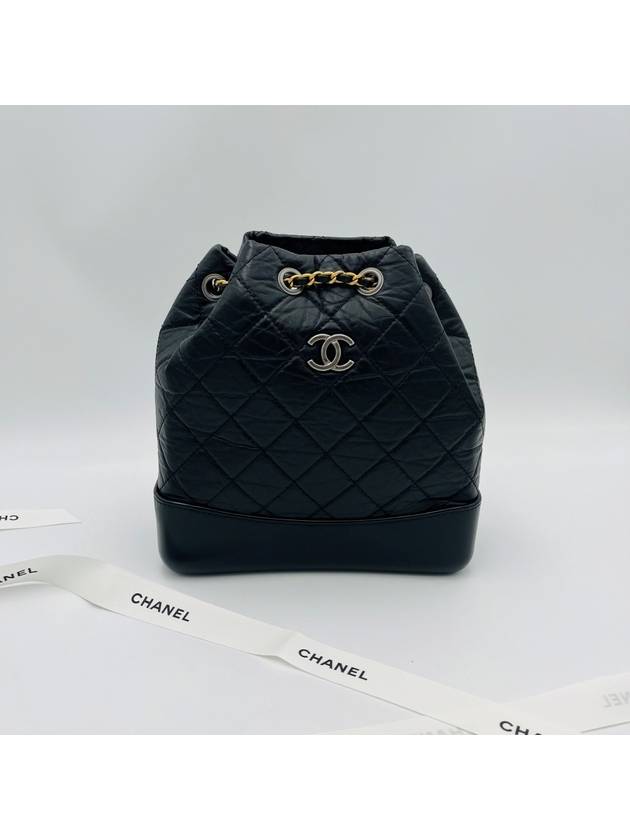 Aged Calfskin Small Gabrielle Backpack Black - CHANEL - BALAAN 2