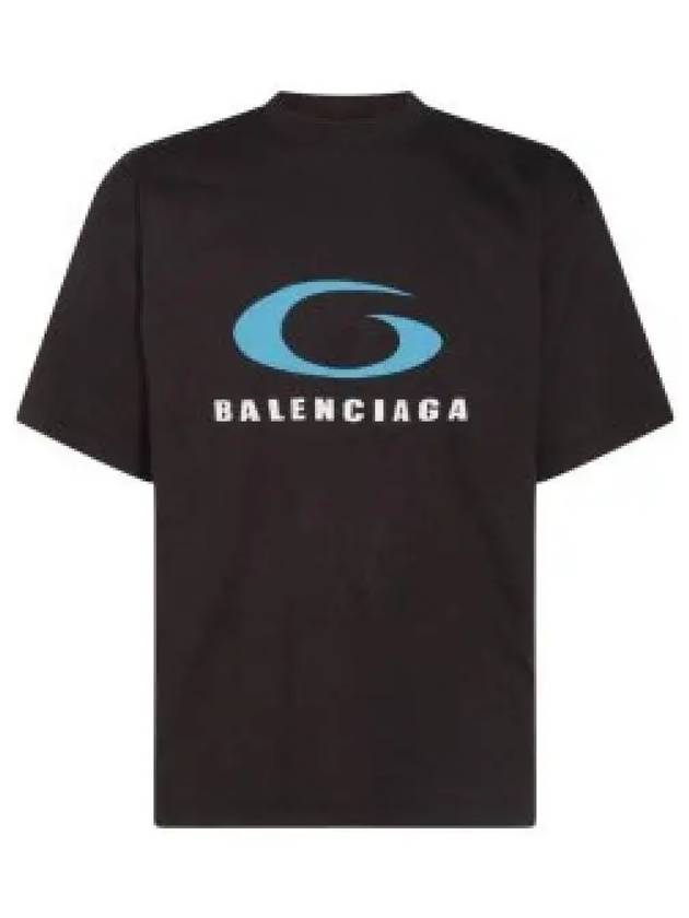 Blue G Logo Print Cotton Short Sleeve T Shirt Black - BALENCIAGA - BALAAN 2