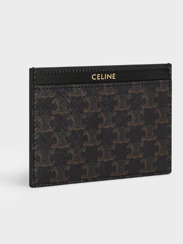 Card Holder in Triomphe Canvas and Calfskin Black - CELINE - BALAAN 4