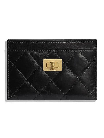 Vintage 255 Gold Hardware Card Wallet Black - CHANEL - BALAAN.