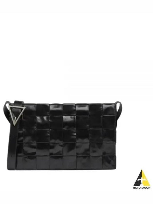 Maxi Intrecciato Leather Cross Bag Black - BOTTEGA VENETA - BALAAN 2