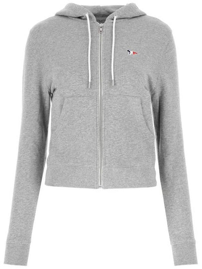 Tricolor Fox Patch Cotton Zip-Up Hoodie Grey - MAISON KITSUNE - BALAAN 2