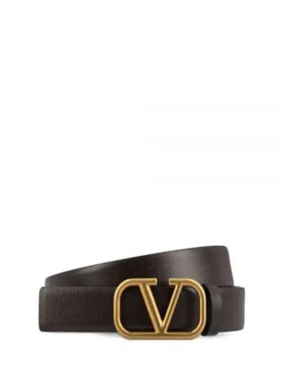 V Logo Signature Calfskin Leather Belt Brown - VALENTINO - BALAAN 2