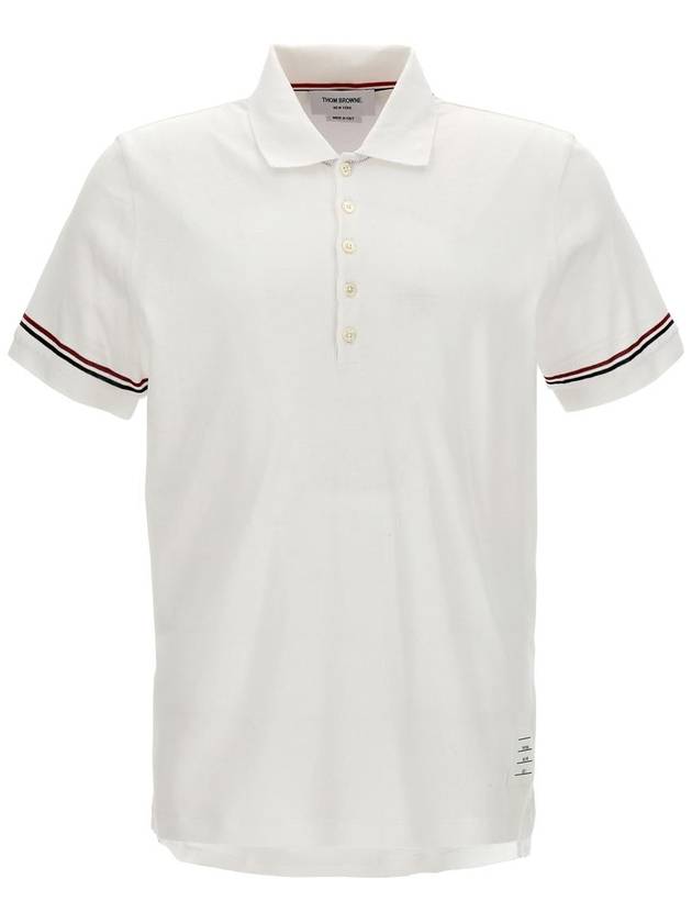 Lightweight Cotton Short Sleeve Polo Shirt White - THOM BROWNE - BALAAN 2