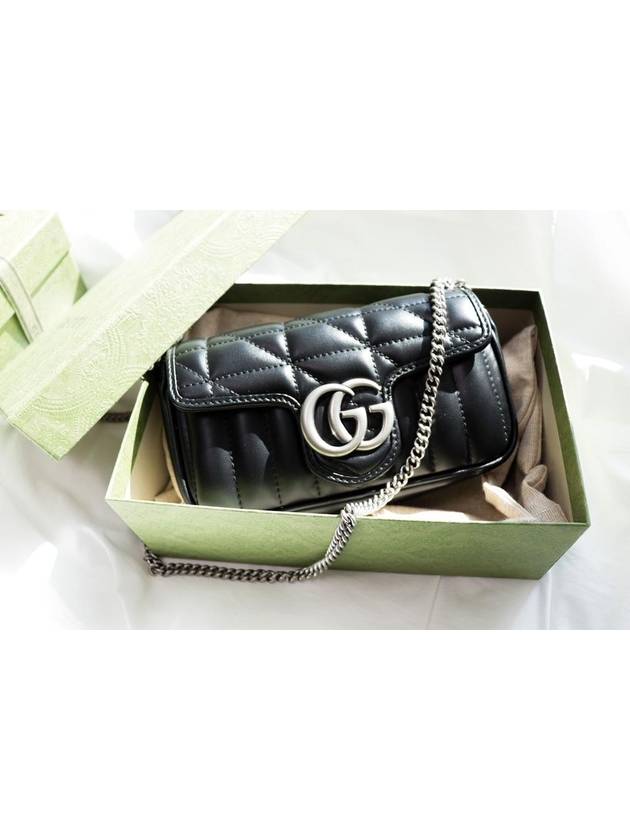 GG Marmont Silver Hardware Super Mini Bag Black - GUCCI - BALAAN 3