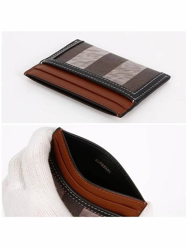 Check Two-Tone Leather Card Wallet Dark Birch Brown - BURBERRY - BALAAN 5