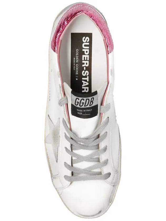 Women's Suede Superstar Glitter Pink Tab Leather Low Top Sneakers White - GOLDEN GOOSE - BALAAN 5