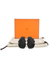 Oran Calfskin Slippers Noir Piqures Ecrues Black - HERMES - BALAAN 7