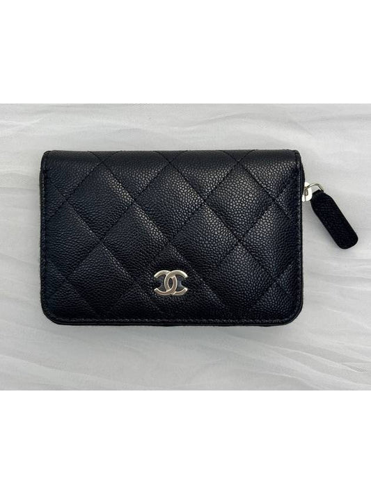 Classic gold CC logo caviar zipper coin purse black - CHANEL - BALAAN 2