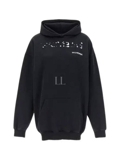 Logo Oversized Cotton Hoodie Black - BALENCIAGA - BALAAN 2