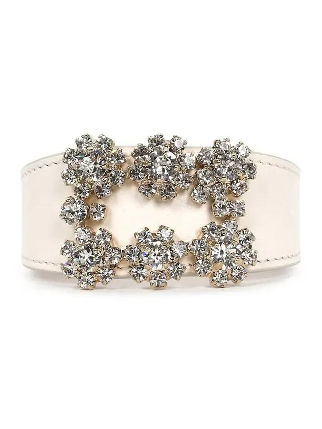 Women's Flower Strass Buckle Bracelet White - ROGER VIVIER - BALAAN 4