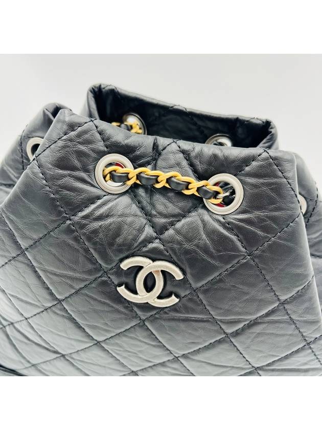 Aged Calfskin Small Gabrielle Backpack Black - CHANEL - BALAAN 6