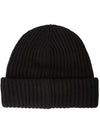 Logo Patch Knit Beanie Black - GANNI - BALAAN 3