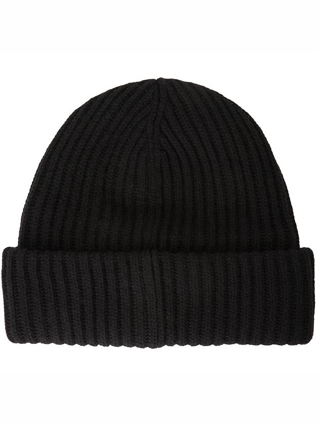 Logo Patch Knit Beanie Black - GANNI - BALAAN 3