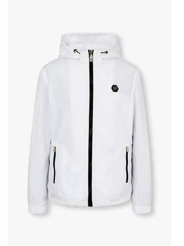 Men s Mesh Liner Hooded Windbreaker White - PHILIPP PLEIN - BALAAN 1