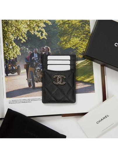 Strass CC Logo Caviar Leather Card Wallet Black - CHANEL - BALAAN 2