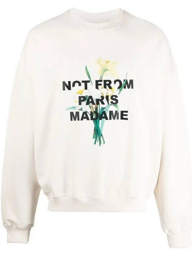 Flower Slogan Logo Sweatshirt Beige - DROLE DE MONSIEUR - BALAAN 1